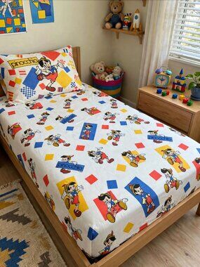 Vintage Disney Pinocchio Twin Sheet Set 3-Pc